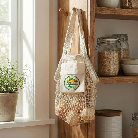 Cotton Mesh Foldaway Tote Bag - Small - Image 7